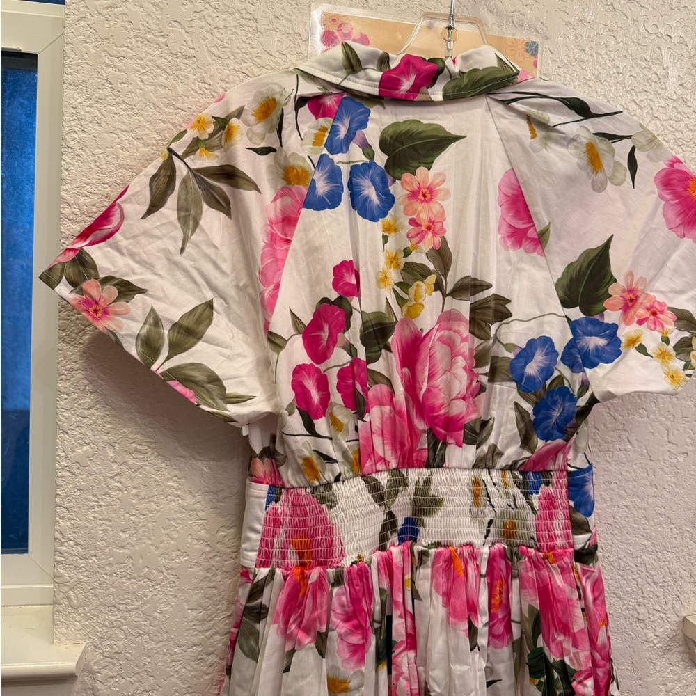 Hermoza Blooming In Breeze  Floral A-Line & Waist Defining Cotton Dress S-Small - Picture 9 of 16